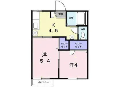 コーポ・美樹(2K/2階)の間取り写真