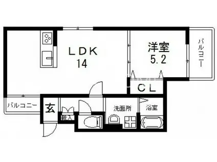 LA LUCE(1LDK/2階)の間取り写真