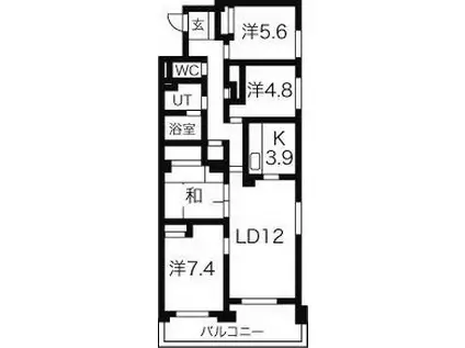 リーベスト伏古(4LDK/6階)の間取り写真