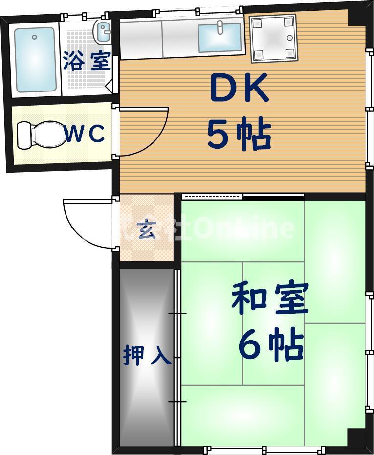 坂下マンション(1DK/3階)の間取り写真