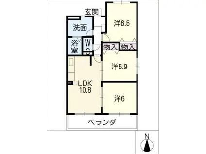 ア・ドリーム鷹之巣(3LDK/2階)の間取り写真