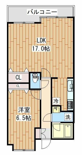 ボナールもえぎ野(1LDK/3階)の間取り写真