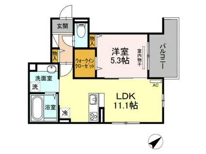 コーポタガミIV(1LDK/2階)の間取り写真