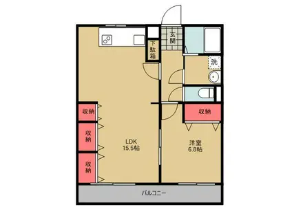 エーデルビレッジA棟(1LDK/1階)の間取り写真