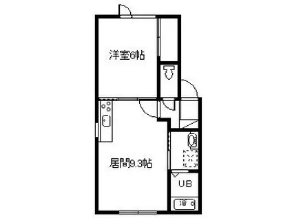 サンフラワーヒルズ(1DK/2階)の間取り写真