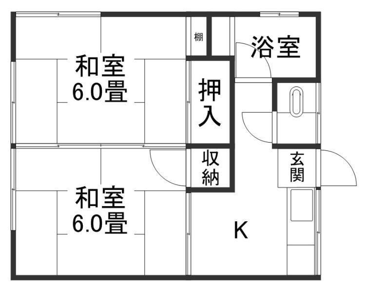 安住アパート(2K/2階)の間取り写真