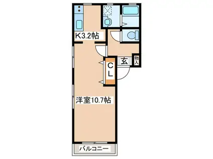 ドミール(1K/2階)の間取り写真