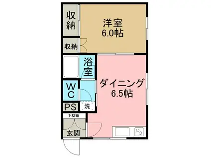 共栄荘(1DK/1階)の間取り写真