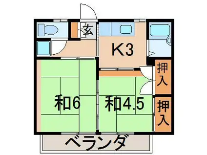 前原ハイツ(2K/2階)の間取り写真