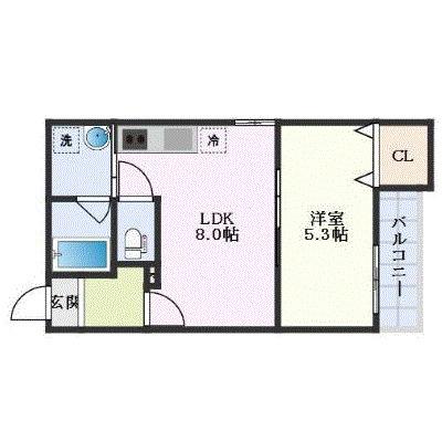 ALEGRIA平野本町II(1LDK/3階)の間取り写真