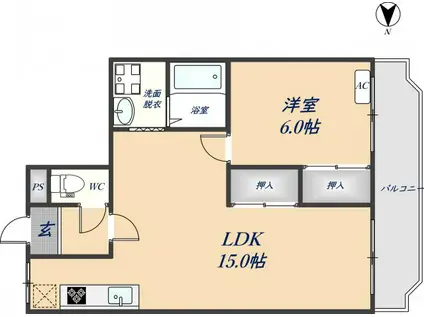 エステート野崎(1LDK/8階)の間取り写真