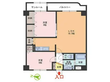 コーポ・ピラ(2LDK/3階)の間取り写真