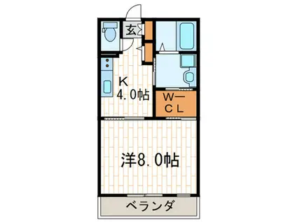 ラ・ロシェル(1K/1階)の間取り写真