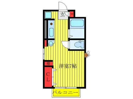 レジデンス喜沢(ワンルーム/3階)の間取り写真