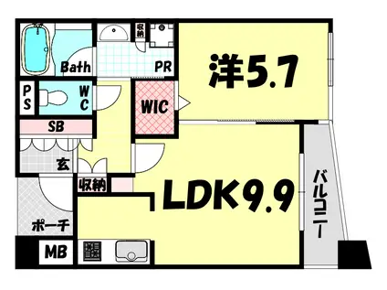 ワコーレディアルクス三宮(1LDK/4階)の間取り写真