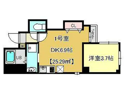 プラージュ登戸(1DK/4階)の間取り写真