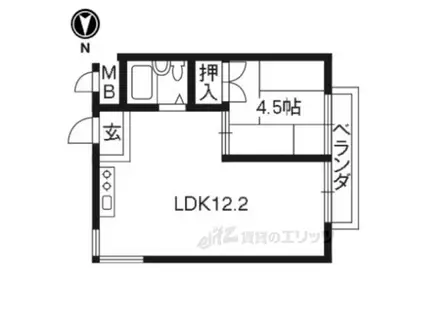 VILLETTA御苑前(1LDK/1階)の間取り写真