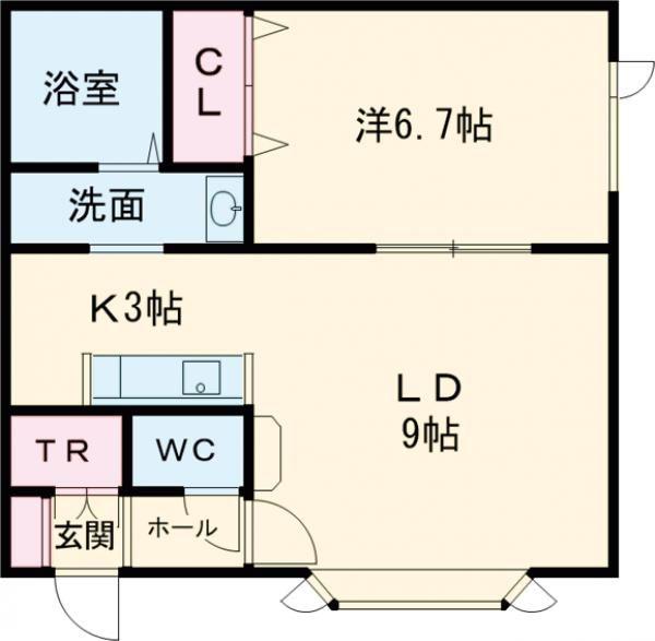ロワールE(1LDK/1階)の間取り写真
