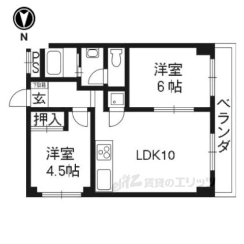 アベール大江(2LDK/3階)の間取り写真