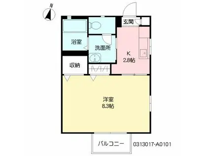 ディアス新栄(1K/1階)の間取り写真