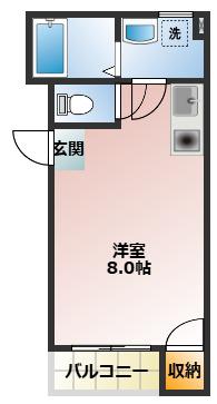 メゾン三輪(ワンルーム/2階)の間取り写真