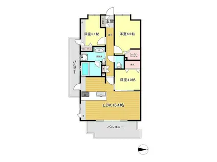ファーネスト上之園レジデンス(3LDK/5階)の間取り写真