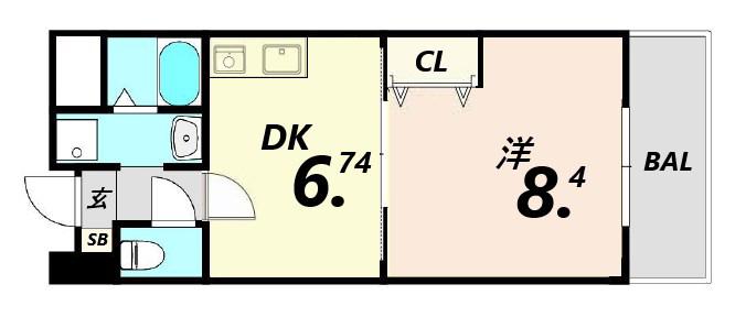 ウイングス神姫(1DK/6階)の間取り写真
