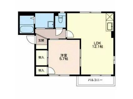 イーストアベニュー(1LDK/2階)の間取り写真