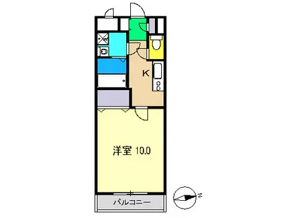 YSフラット(1K/4階)の間取り写真