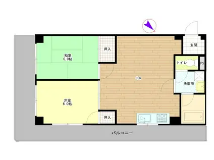 ベルシャルムティーオーケー(2LDK/3階)の間取り写真