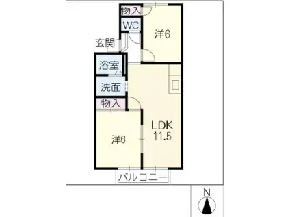 JOYFULL ASAI A(2LDK/2階)の間取り写真