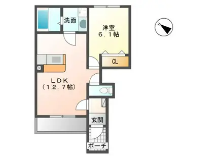 プリムローズ(1LDK/1階)の間取り写真