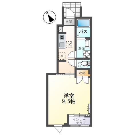 水戸市見川5丁目アパート(1K/1階)の間取り写真