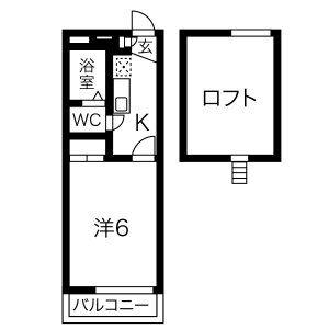 フェリーチェ江向(1K/2階)の間取り写真