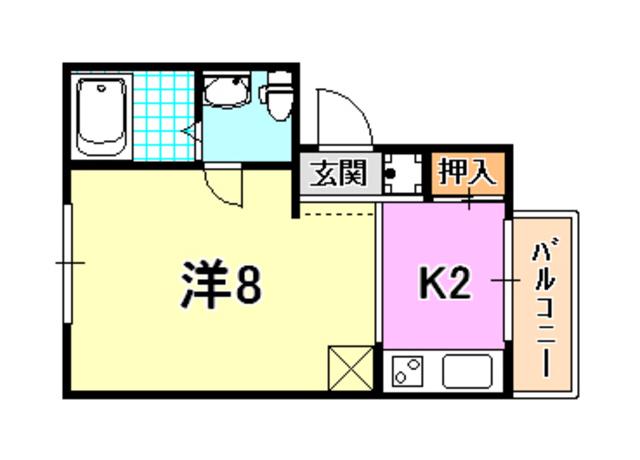 ルネ月見山(ワンルーム/2階)の間取り写真