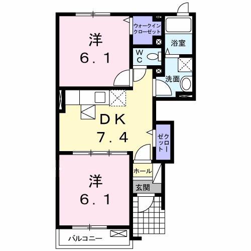 インターハイムII(2DK/1階)の間取り写真