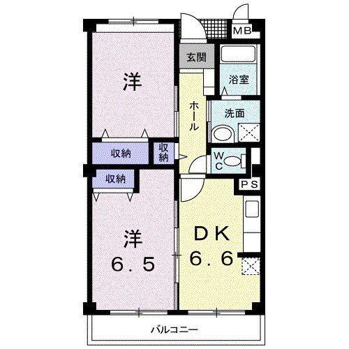 ポポラーレ(2DK/3階)の間取り写真