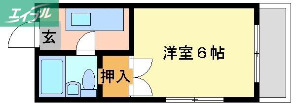 ポスト大元(1K/2階)の間取り写真