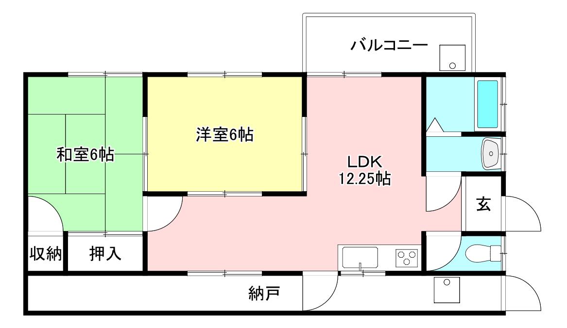サンヒルズ原(2LDK/1階)の間取り写真