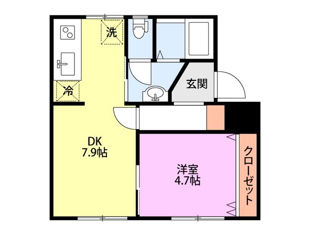 ファーストクラス桜(1DK/1階)の間取り写真