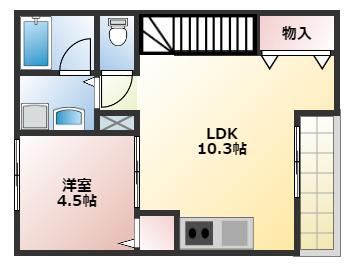 テルママーレ茶園場町(1LDK/2階)の間取り写真