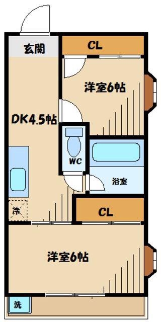 メゾンシマダ(2K/2階)の間取り写真