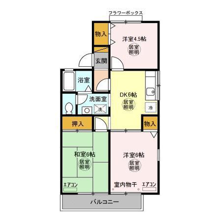 セジュールハイツ2(3DK/2階)の間取り写真