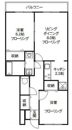CASA QUATTRO STAGIONI(2LDK/3階)の間取り写真