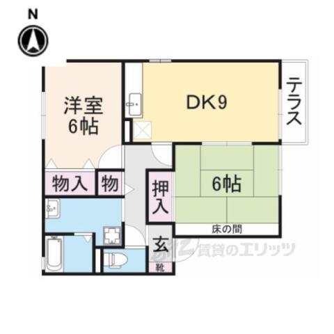 グリーンコート Ⅰ(2DK/1階)の間取り写真