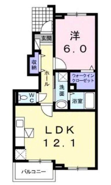 エヴァーグリーンレジデンス弐番(1LDK/1階)の間取り写真