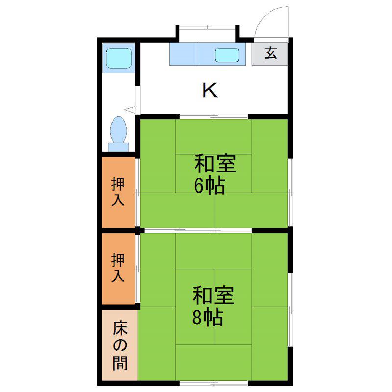 たちばな荘(2K/1階)の間取り写真