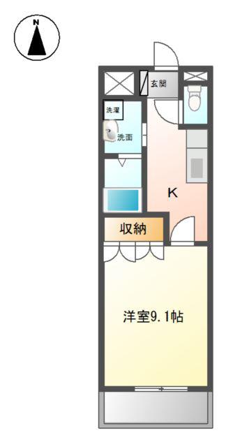 エスポアールI(1K/2階)の間取り写真