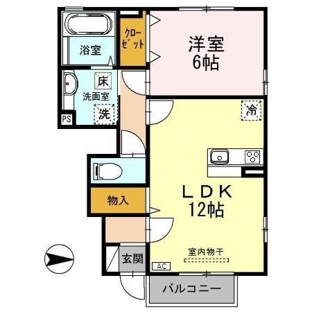 にゅうまごびれっじII(1LDK/1階)の間取り写真