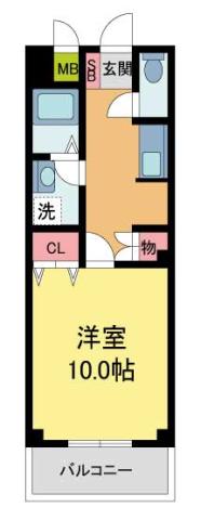 ハイムS(1K/3階)の間取り写真